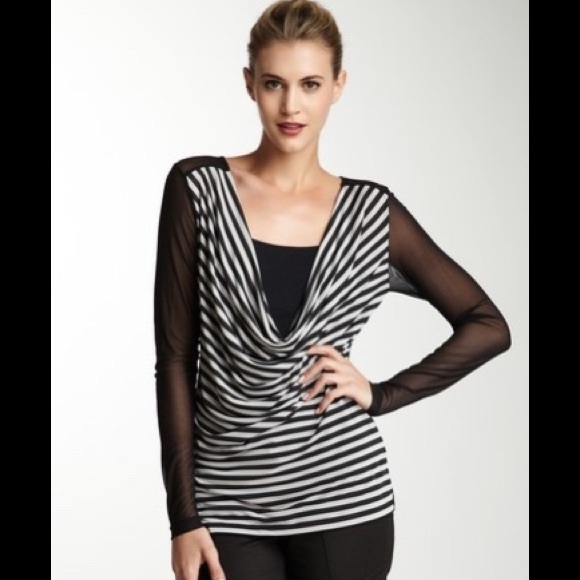 NWT! Stella & Jamie Zaza Black White Stripe Top - Picture 2 of 3